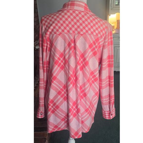 Super Comfortable Soft Surroundings Light Red & Ivory Paramour Tunic Top  Sz Lrg - Picture 2 of 5